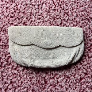 RARE Vintage White Beaded Saks Fifth Avenue Clutch